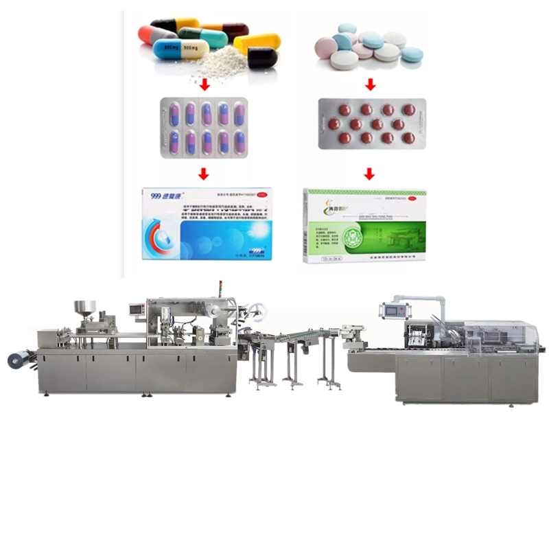 High Speed Capsule, Pill, Medicine Blister Packing Machine & Box Cartoner with Instruction Paper Folder Automatic Date Print Machine